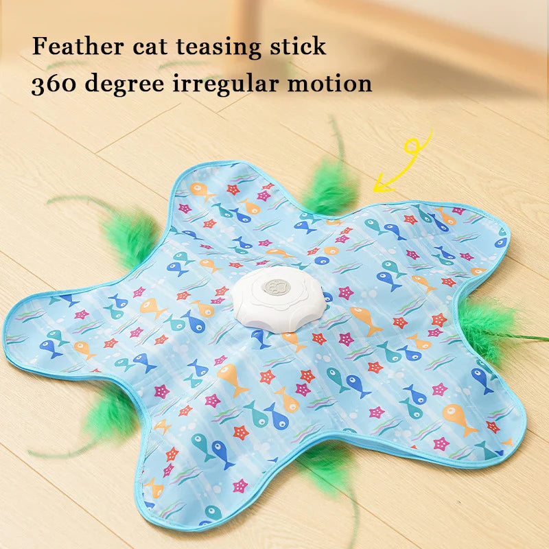Motion Activated Hide & Seek Cat Toy with Chirping Bird & Moving Feathers