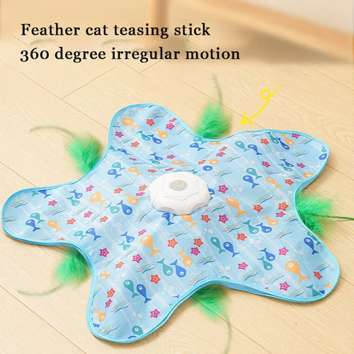 Motion Activated Hide & Seek Cat Toy with Chirping Bird & Moving Feathers